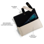 AICA Personalised Name & Charm Leather Sunglass Case Cover for Men & Women (Cream)