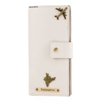 AICA Personalized Name & Charm Long Leather Wallet Passport Cover (Cream)