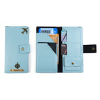 AICA Personalized Name & Charm Long Leather Wallet Passport Cover (BabyBlue)
