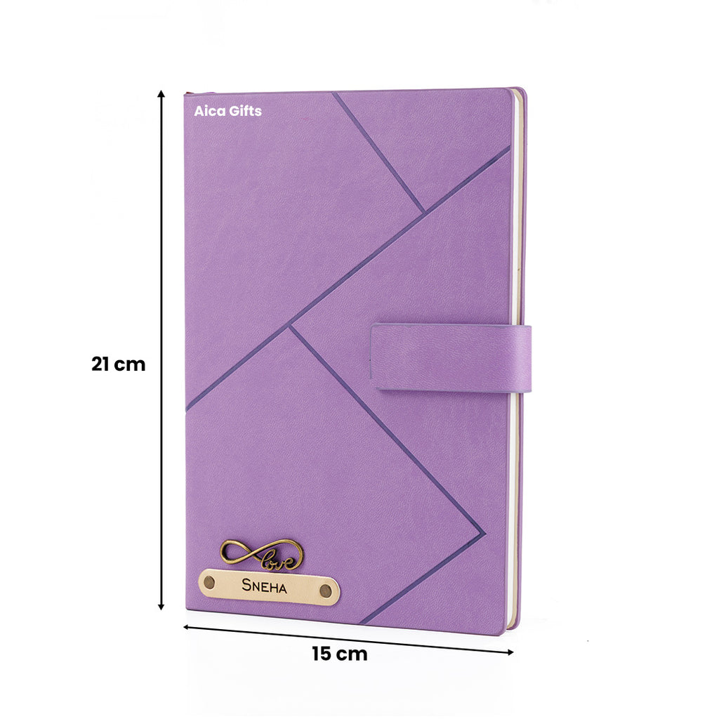 Personalized Name Self Design Leather Diary A5-160 Pages - Purple