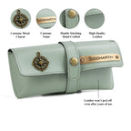 AICA Personalised Name & Charm Leather Sunglass Case Cover for Men & Women (Mintgreen)