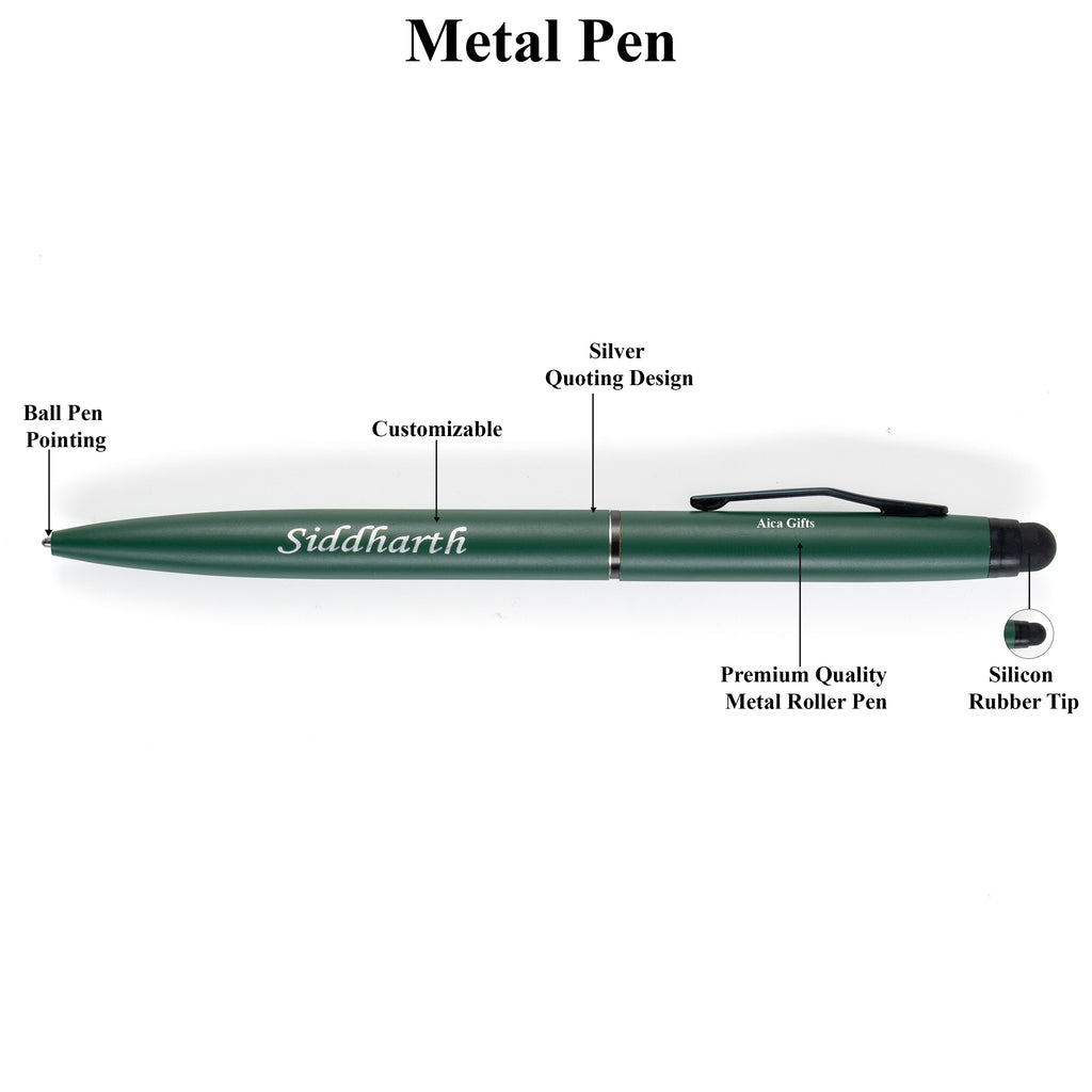 AICA Gifts Personalized Pens with Name Engraved Roller Ball Pen (Dark Green)