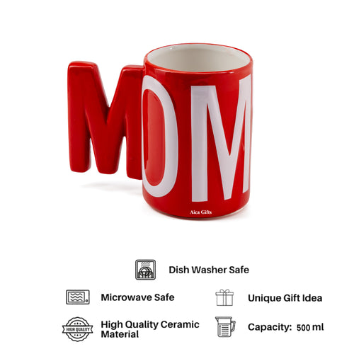 AICA Mom Ceramic Coffee Mug (Red) 500ml