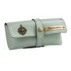 AICA Personalised Name & Charm Leather Sunglass Case Cover for Men & Women (Mintgreen)