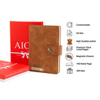 AICA Personalized Name & Charm Leather Magnetic Diary & Pen Combo