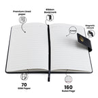 AICA Personalized Name & Charm Leather Magnetic Diary & Pen Combo (Black)