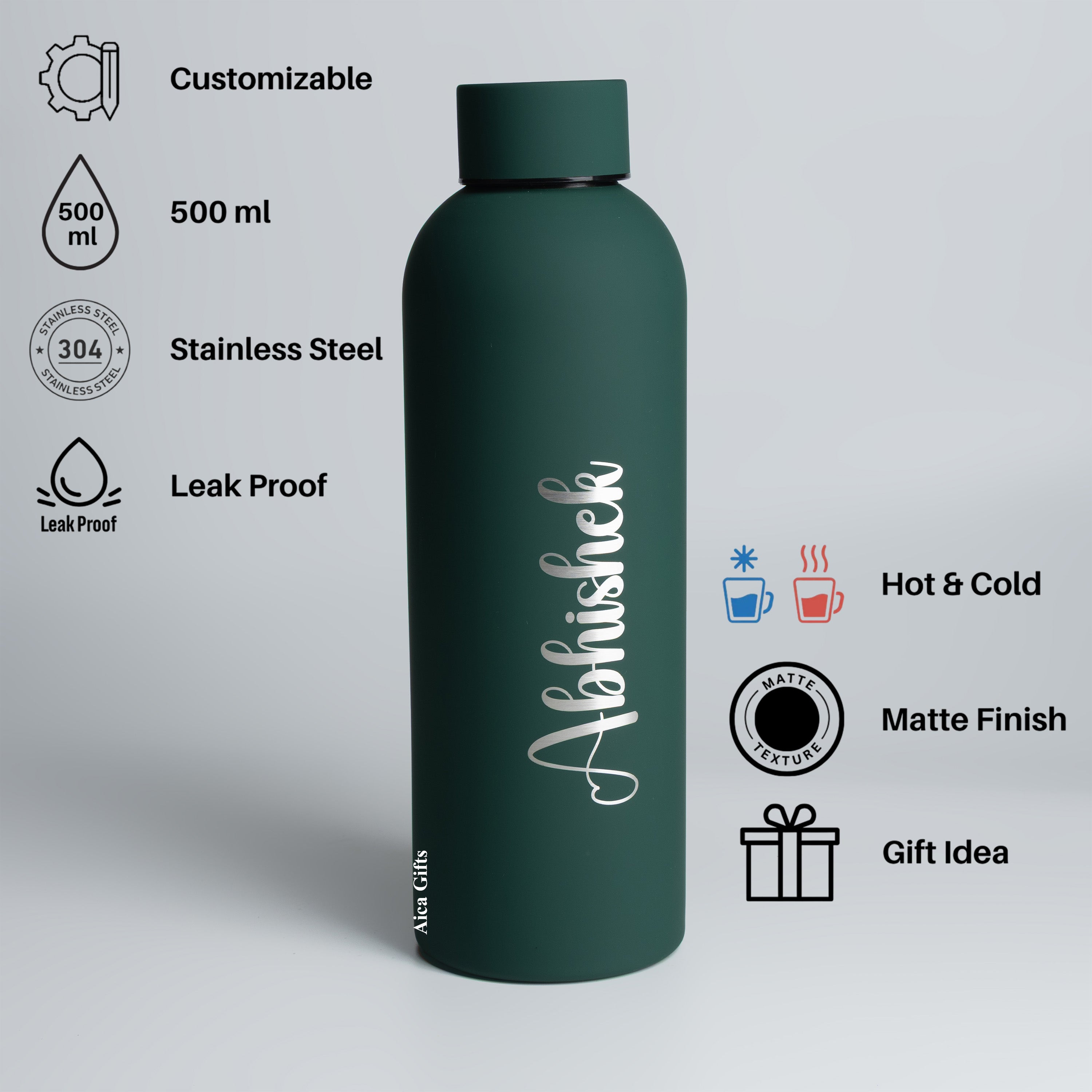 Personalized-  Pen Bottle Diary Combo Giftset - Darkgreen