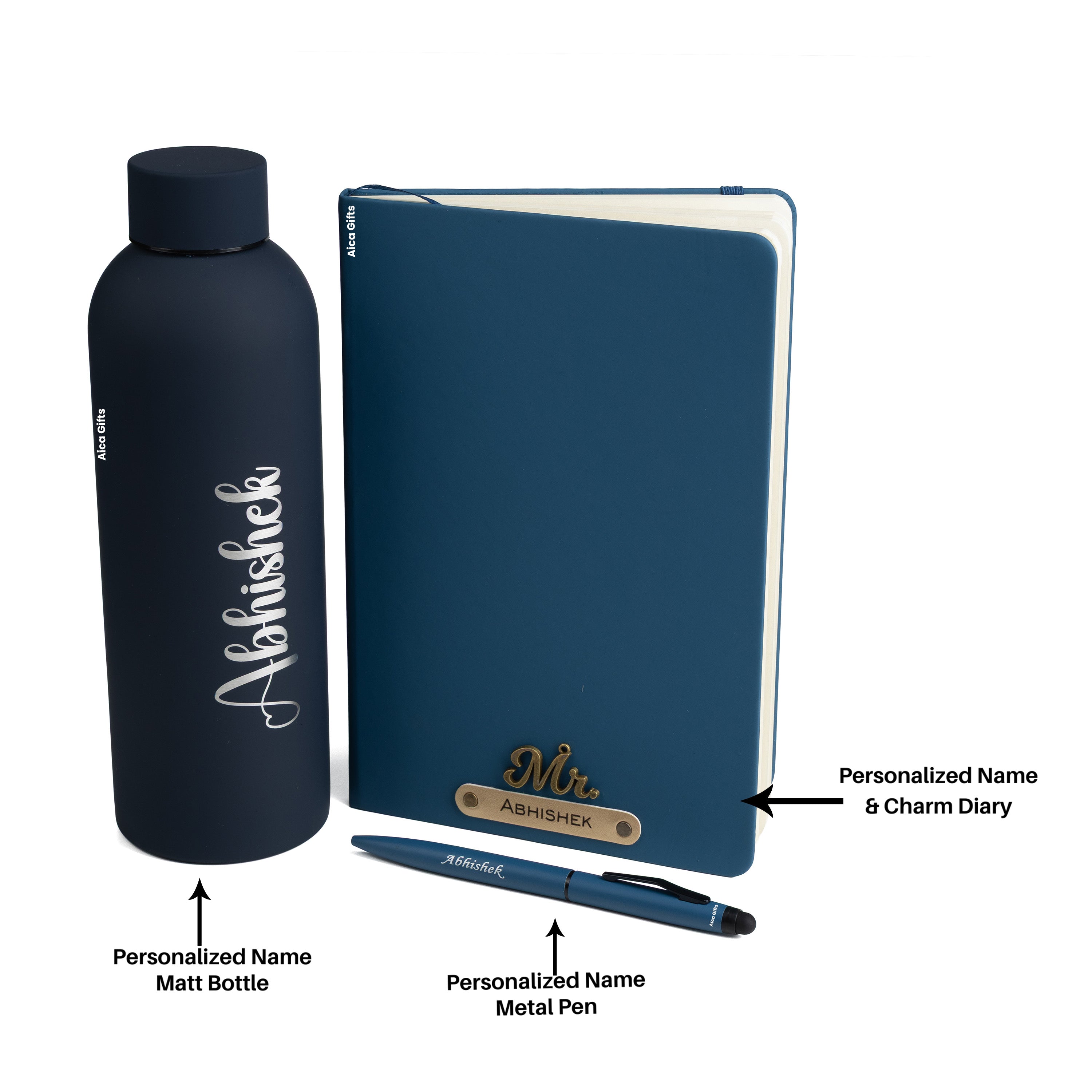 Personalized Diary Pen & Bottle – 3pcsGift Set All