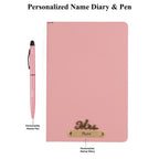 AICA Personalized Nude Pink Leather Diary & Metal Pen Combo for Men & Women( Nude Pink)