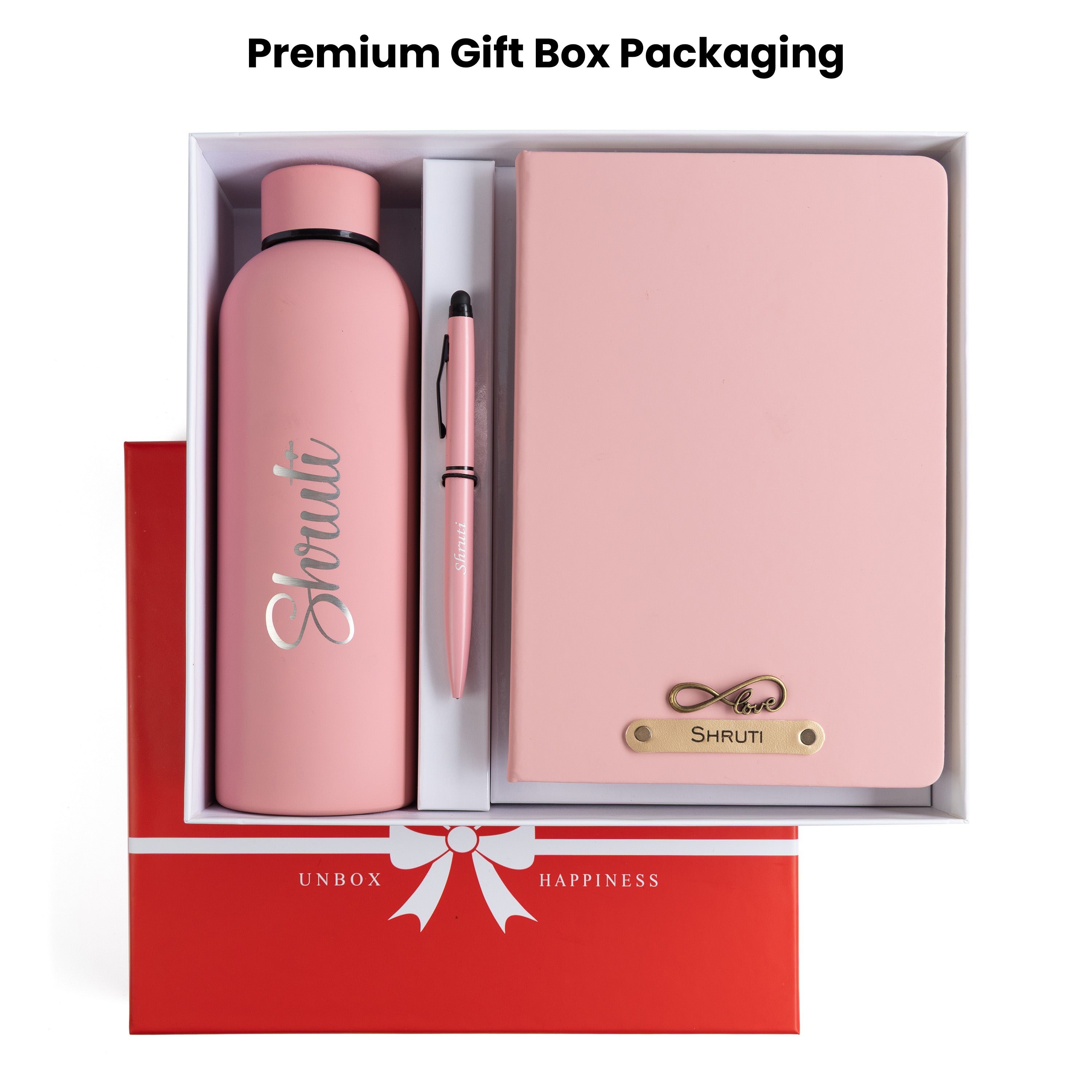 Personalized-  Pen Bottle Diary Combo Giftset - Nudepink