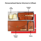 Aica Personalized Name & Charm Leather Women's Combo & Candle Giftset (Tan Brown)