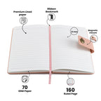 AICA Personalized Name & Charm Leather Magnetic Diary & Pen Combo (Nude Pink)