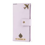 AICA Personalized Name & Charm Long Leather Wallet Passport Cover (Purple)