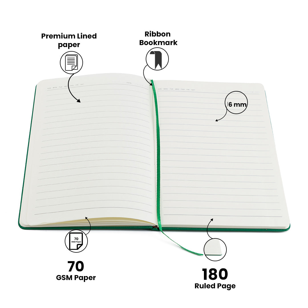 AICA Personalized Mint Green Leather Diary & Metal Pen Combo for Men & Women (Mint Green)