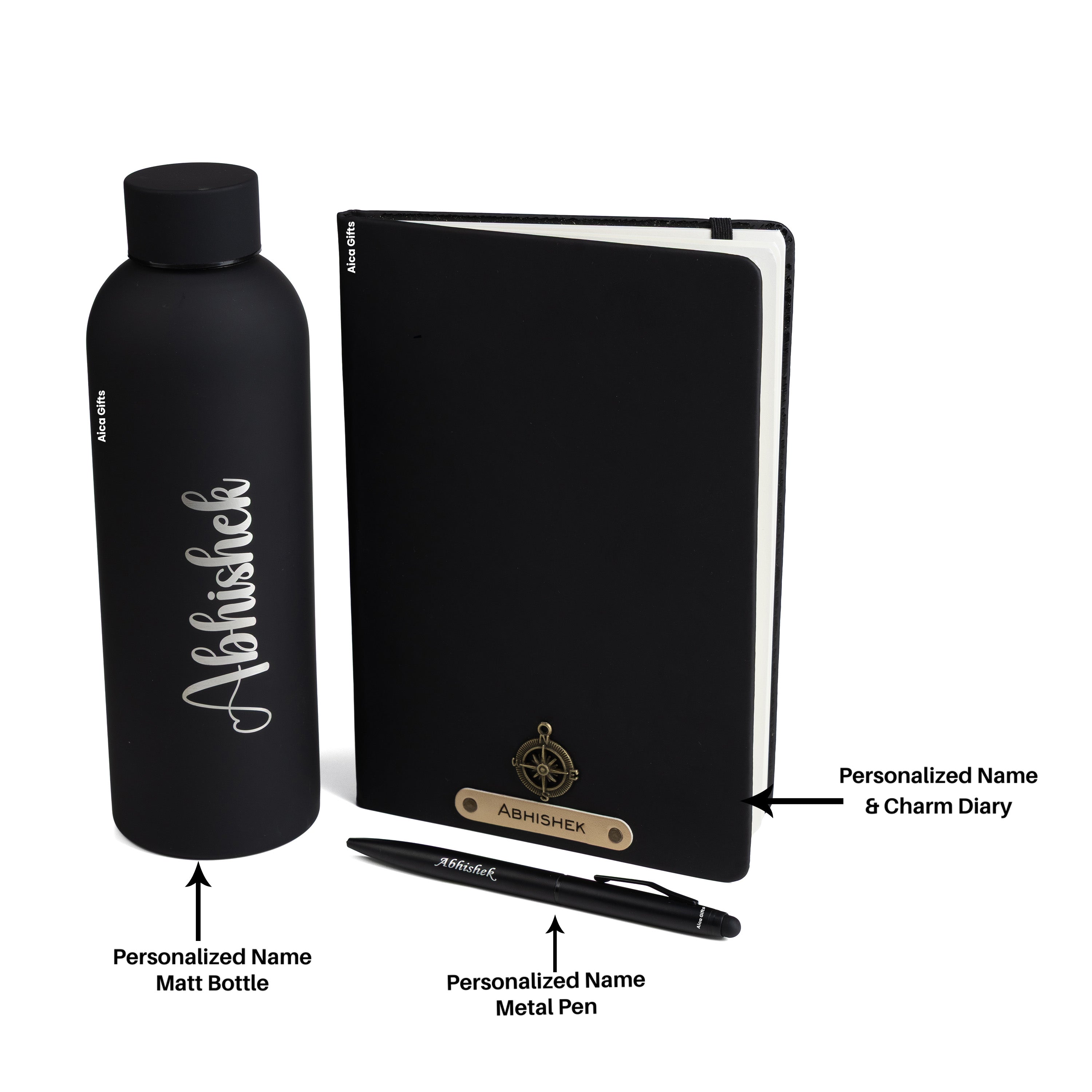 Personalized Diary Pen & Bottle – 3pcsGift Set All