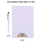 AICA Personalized Purple Leather Diary & Metal Pen Combo for Men & Women (Purple)