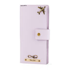 AICA Personalized Name & Charm Long Leather Wallet Passport Cover (Purple)