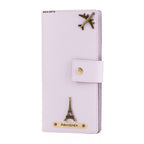AICA Personalized Name & Charm Long Leather Wallet Passport Cover (Purple)