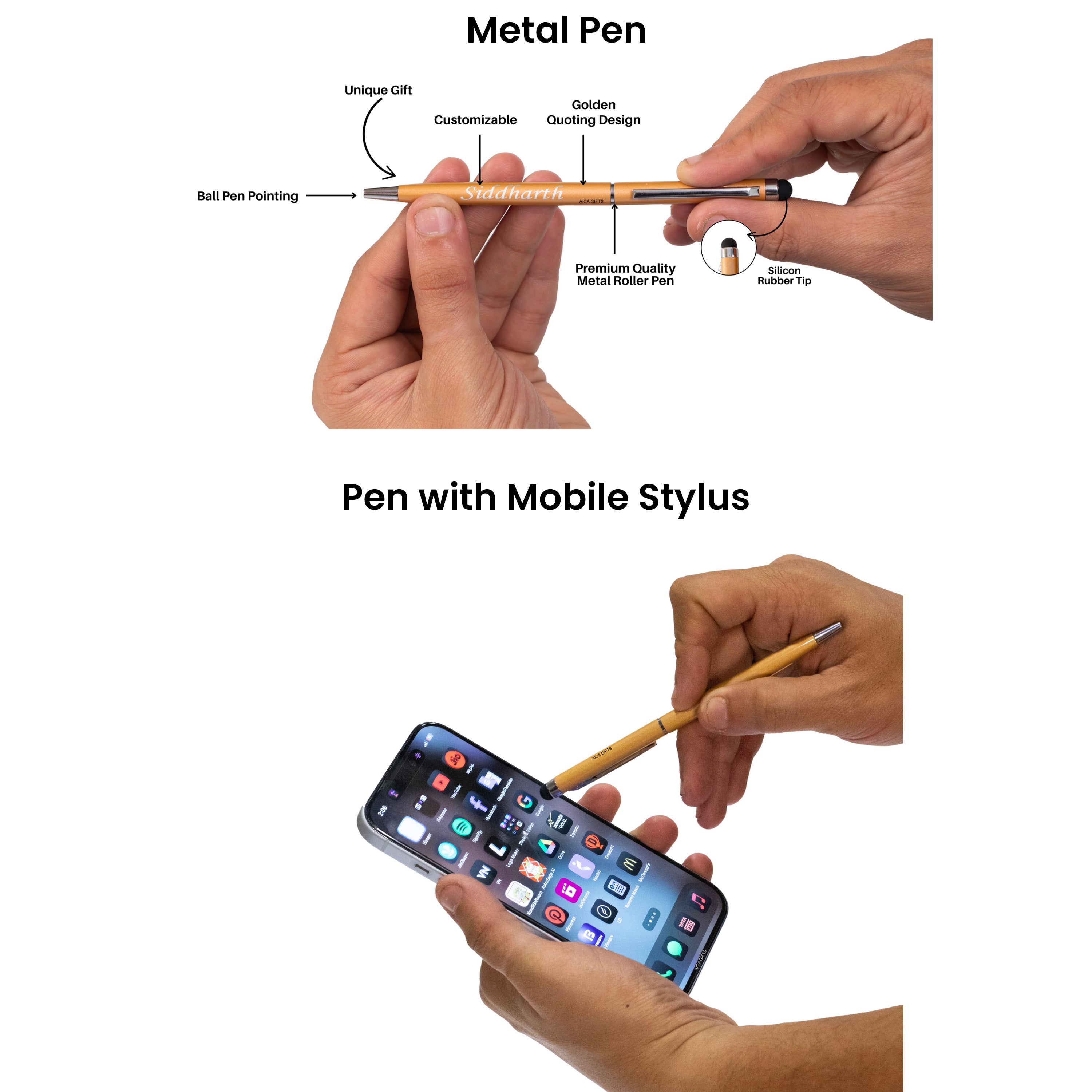 Personalized Magnetic Pen Stick Diary -A5 Size 180 Pages  (Black)