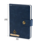 AICA Personalized Name & Charm Leather Magnetic Diary & Pen Combo (Navyblue)