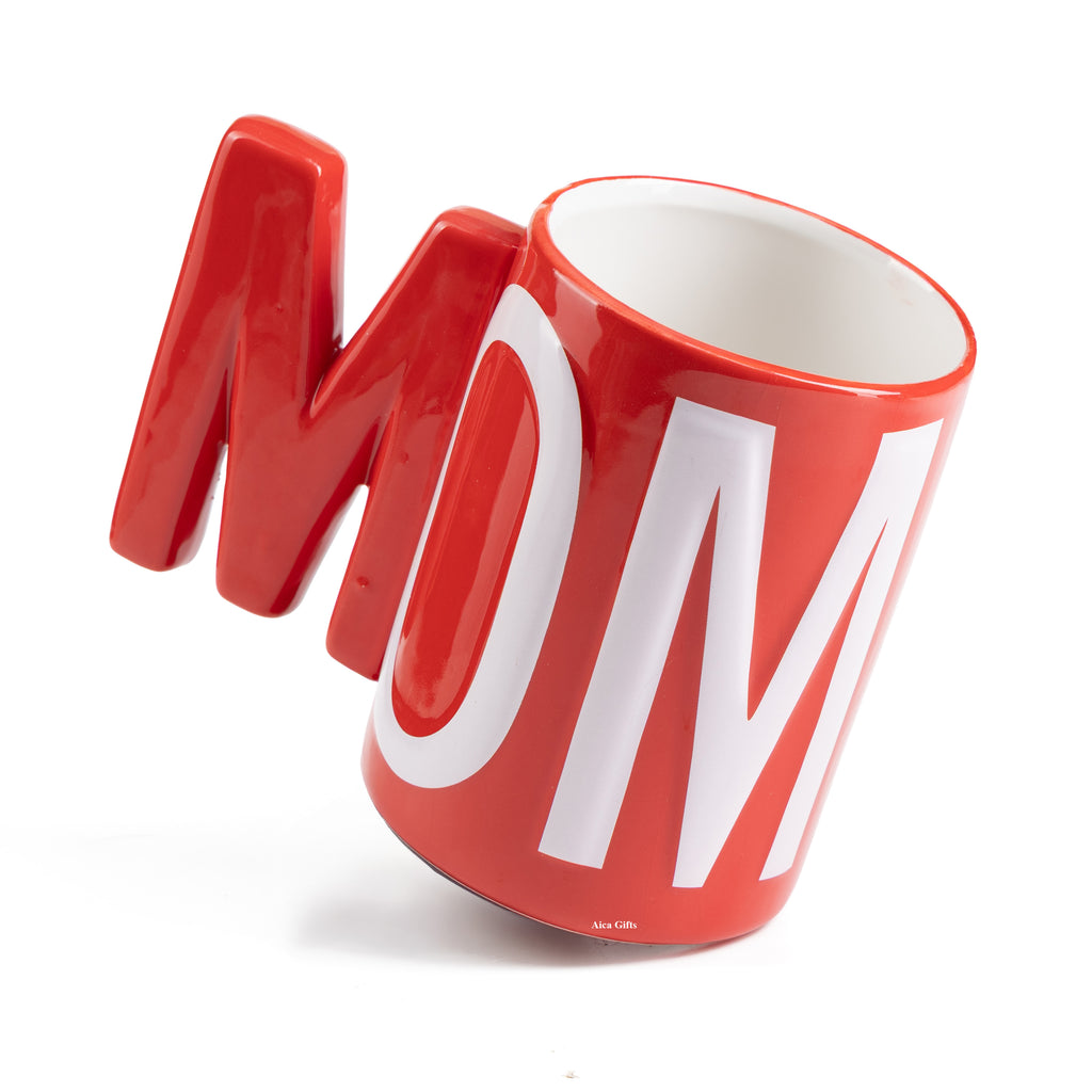 AICA Mom & Dad Couple Ceramic Coffee Mug Set - 2pcs (Red & White) 500ml
