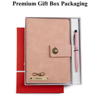 AICA Personalized Name & Charm Leather Magnetic Diary & Pen Combo (Nude Pink)