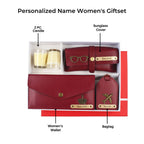 Aica Personalized Name & Charm Leather Women Combo & Candle Giftset (Wine)