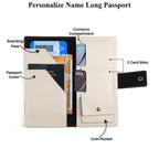 AICA Personalized Name & Charm Long Leather Wallet Passport Cover (Cream)