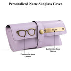 AICA Personalised Name & Charm Leather Sunglass Case Cover for Men & Women (Purple)