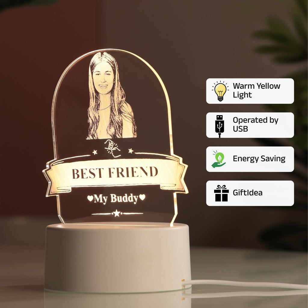 AICA Best Friend – Personalized Photo LED Lamp with Customised Message | Anniversary Birthday Marriage Wedding Gifts for Best Friend Female Girl Woman