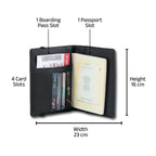 AICA Personalized Name & Charm Leather Passport Cover with 4 Card Slots, Secure Band & Boarding Pass Slot for Men & Women | Travel Passport Holder (Black)