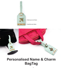 AICA Personalized Name & Charm Self- Leather Wallet Gift Set for Women (MintGreen)