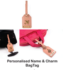 AICA Personalized Name & Charm Self-Textured Leather Wallet Women’s Combo Giftset (NudePink)