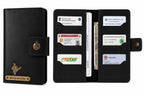 AICA Personalized Name & Charm Long Leather Car Document Holder with RC, Insurance Papers, Card Slots & Cash Compartment for Men & Women (Black)