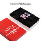 AICA Personalized Embroidery Patch Name Soft Fur Diary A5 Size 160 Pages (Black) For Girls & Boys | Customized Cute Plush Personal Journal | Diary for Girls Aesthetic | Diary for Kids | Gifts for Boys
