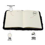 AICA Personalized Embroidery Patch Name Soft Fur Diary A5 Size 160 Pages (Black) For Girls & Boys | Customized Cute Plush Personal Journal | Diary for Girls Aesthetic | Diary for Kids | Gifts for Boys