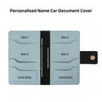 AICA Personalized Name & Charm Long Leather Car Document Holder with RC, Insurance Papers, Card Slots & Cash Compartment for Men & Women (Babyblue)