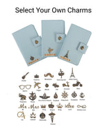 AICA Personalized Name & Charm Long Leather Car Document Holder with RC, Insurance Papers, Card Slots & Cash Compartment for Men & Women (Babyblue)