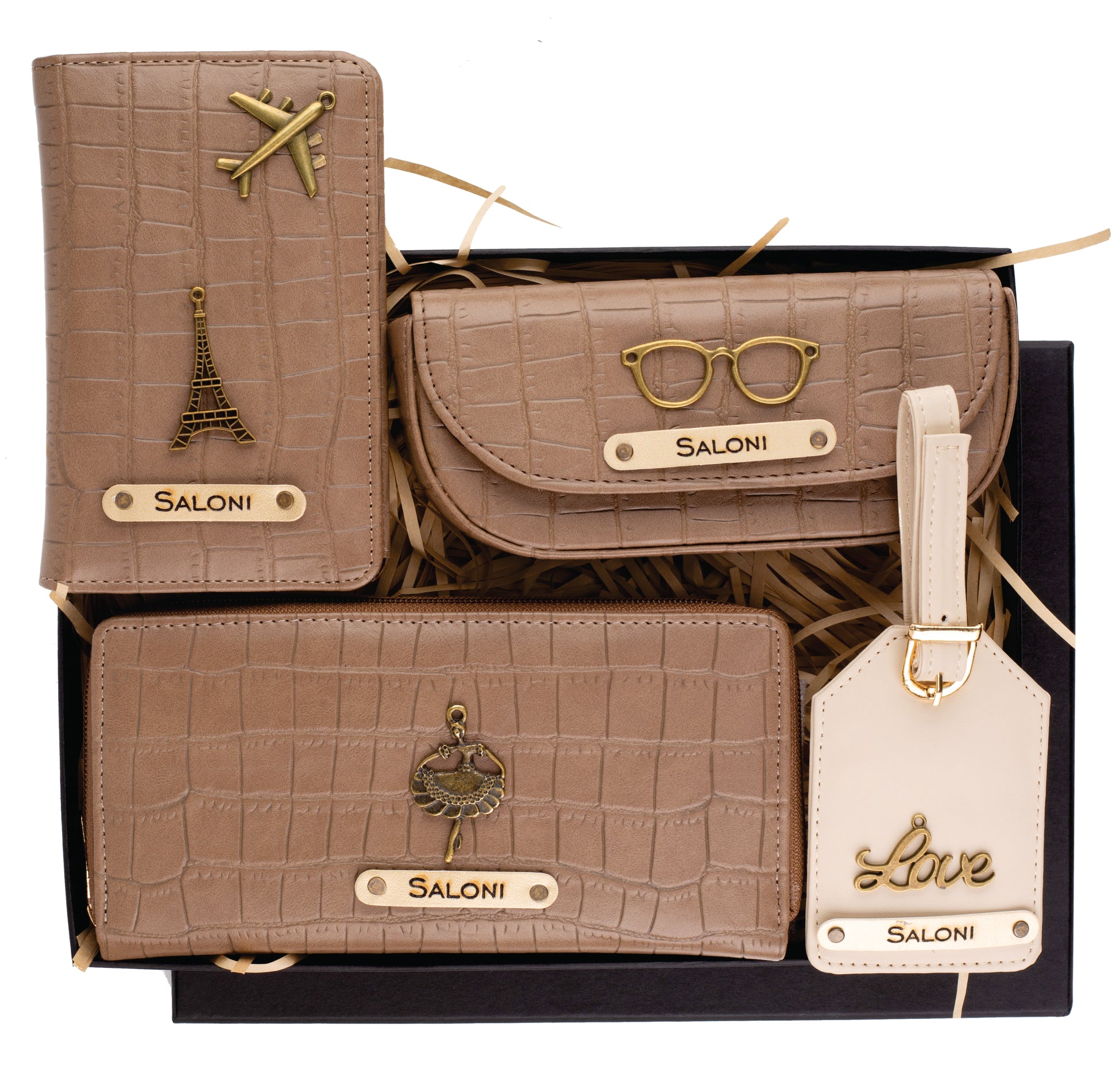 Personalized Self-Textured Womens GiftSet (Brown)