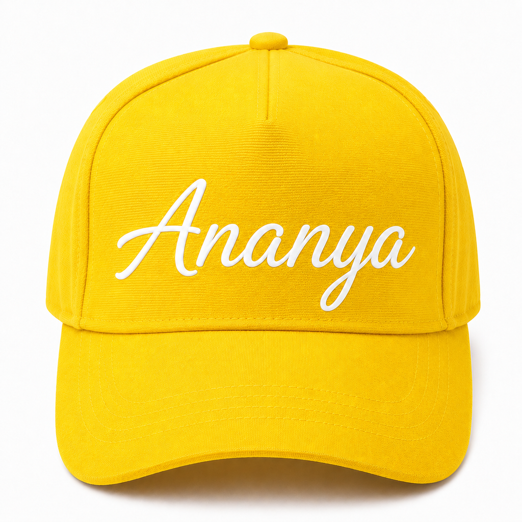 AICA Personalised Name Flex Cap for Men & Women �  Free Size | Gifts for Men & Women (Yellow)