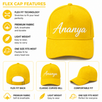 AICA Personalised Name Flex Cap for Men & Women �  Free Size | Gifts for Men & Women (Yellow)