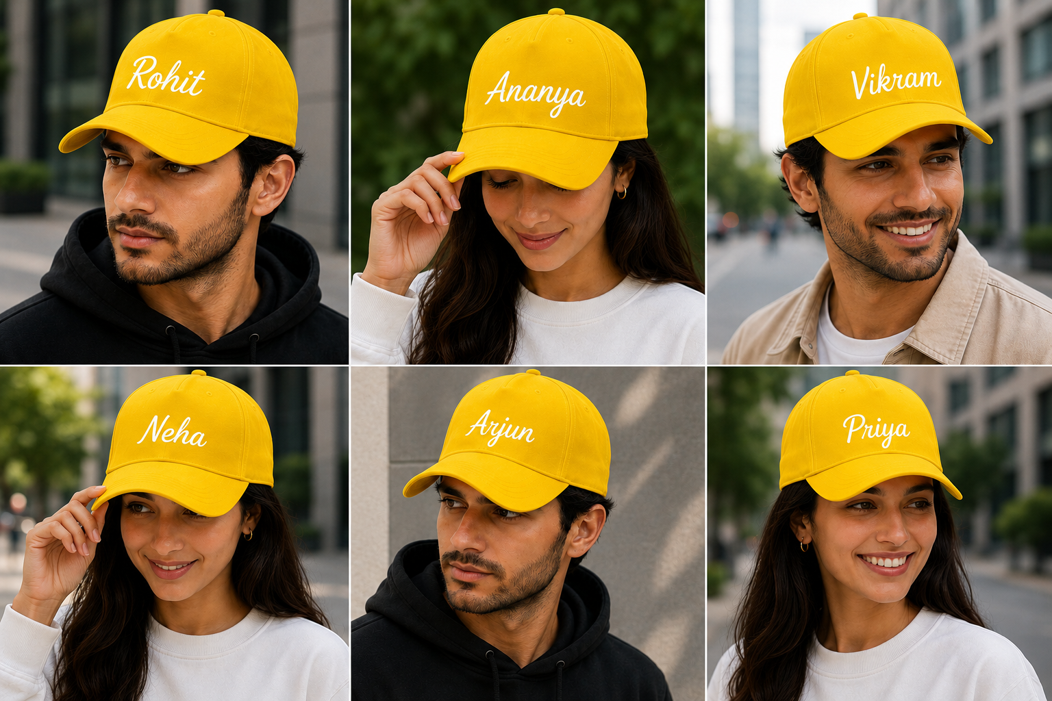 AICA Personalised Name Flex Cap for Men & Women �  Free Size | Gifts for Men & Women (Yellow)
