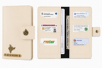 AICA Personalized Name & Charm Long Leather Car Document Holder with RC, Insurance Papers, Card Slots & Cash Compartment for Men & Women (Cream)