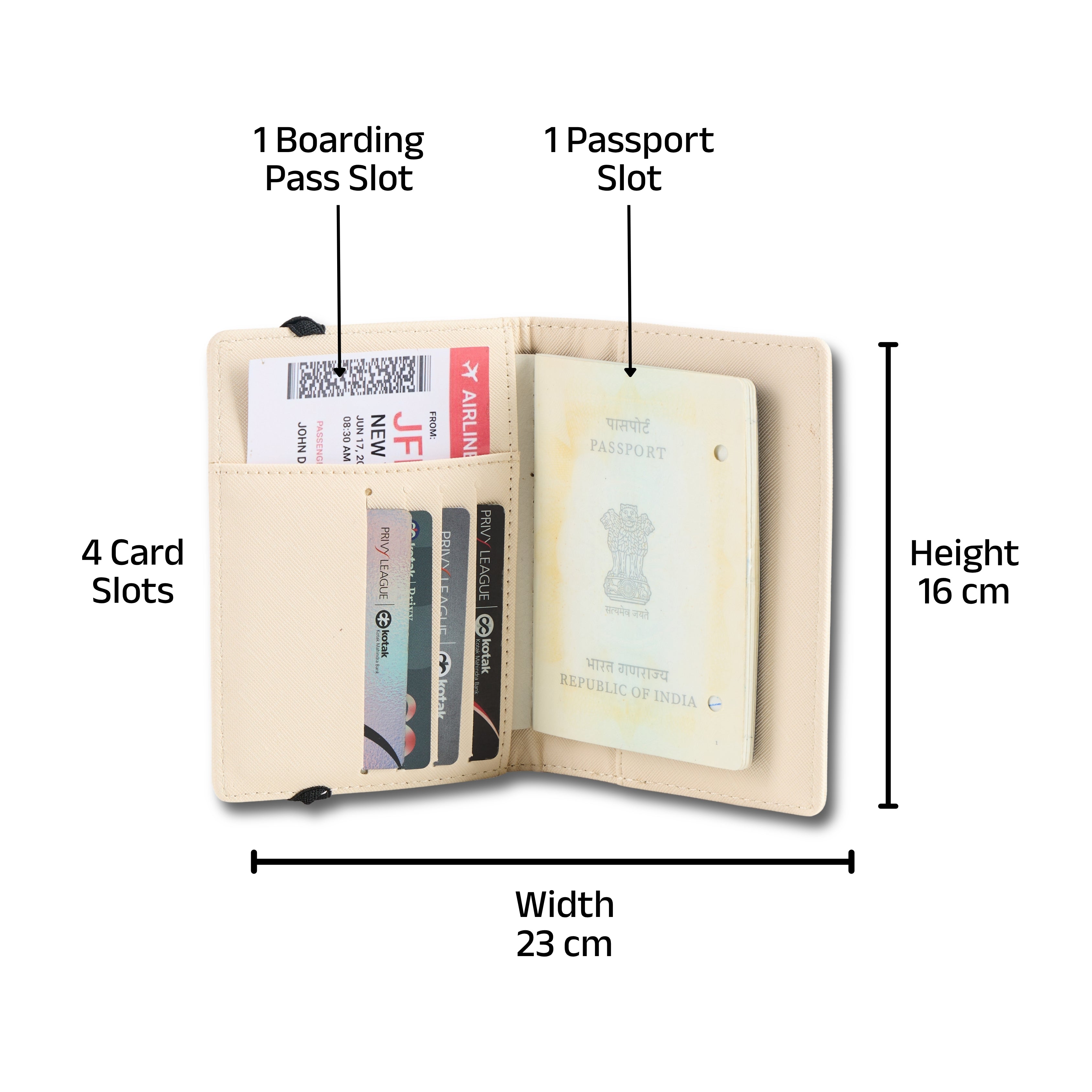 AICA Personalised Name & Charm Leather Passport Cover Holder for Men & Women (Cream) | Gifts for Man | Gift for Woman | Return Gifts for Birthday | Passport Cover for Men & Women