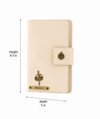 AICA Personalized Name & Charm Long Leather Car Document Holder with RC, Insurance Papers, Card Slots & Cash Compartment for Men & Women (Cream)