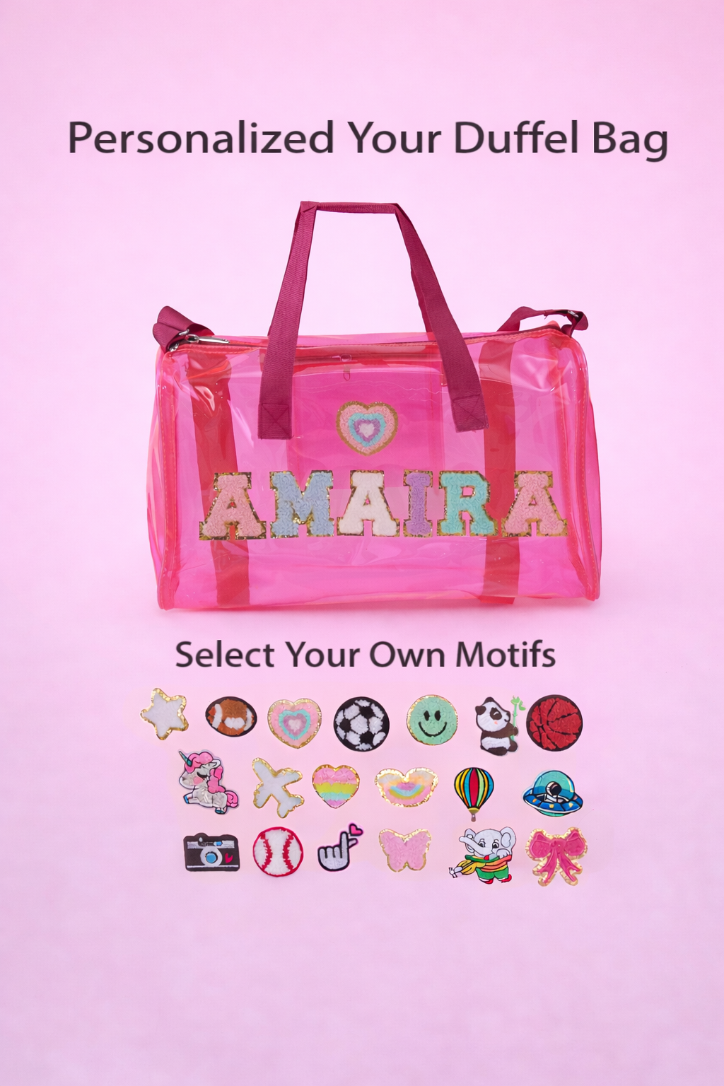Personalized Duffle bag for Kids - Pink