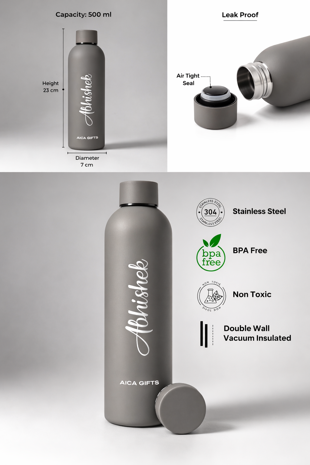Personalized matt bottle - Grey