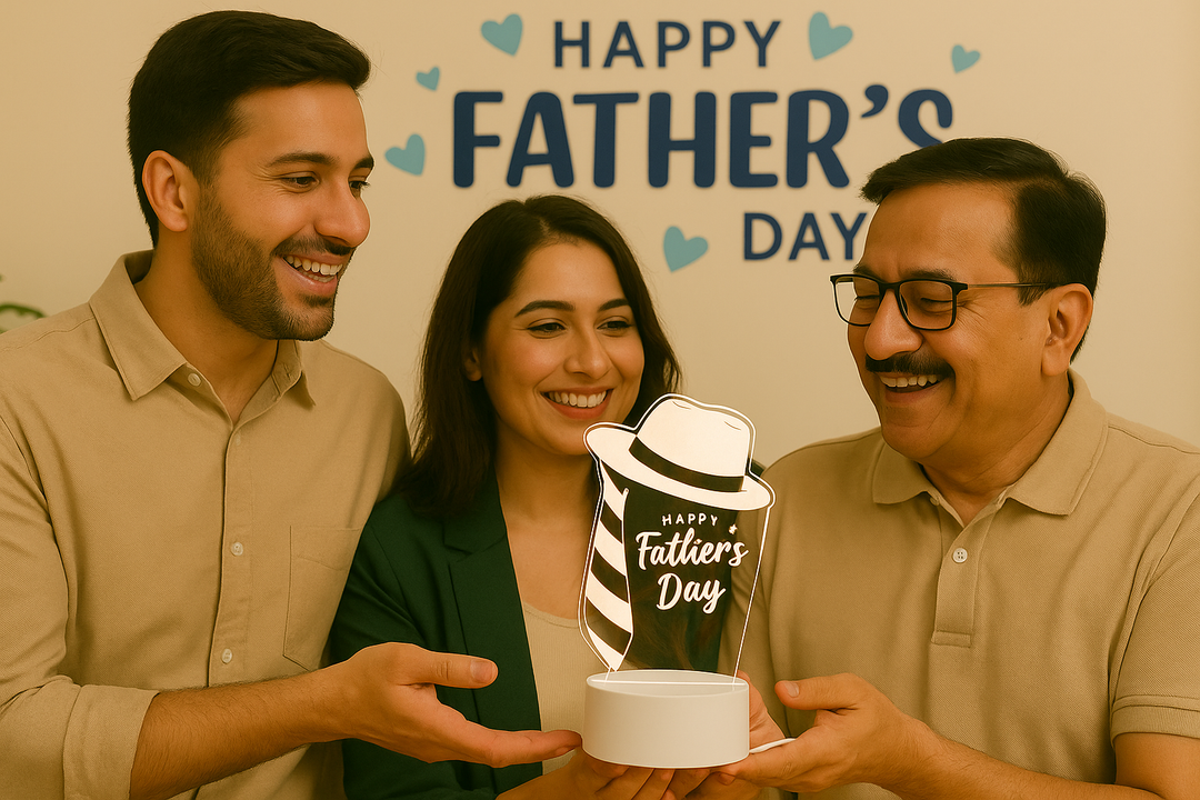 AICA Happy Fathers Day LED Lamp – Birthday Anniversary Gift for Dad Father Papa in Law |Father Day Gift for Father Dad from Son Daughter (Hat & Tie)