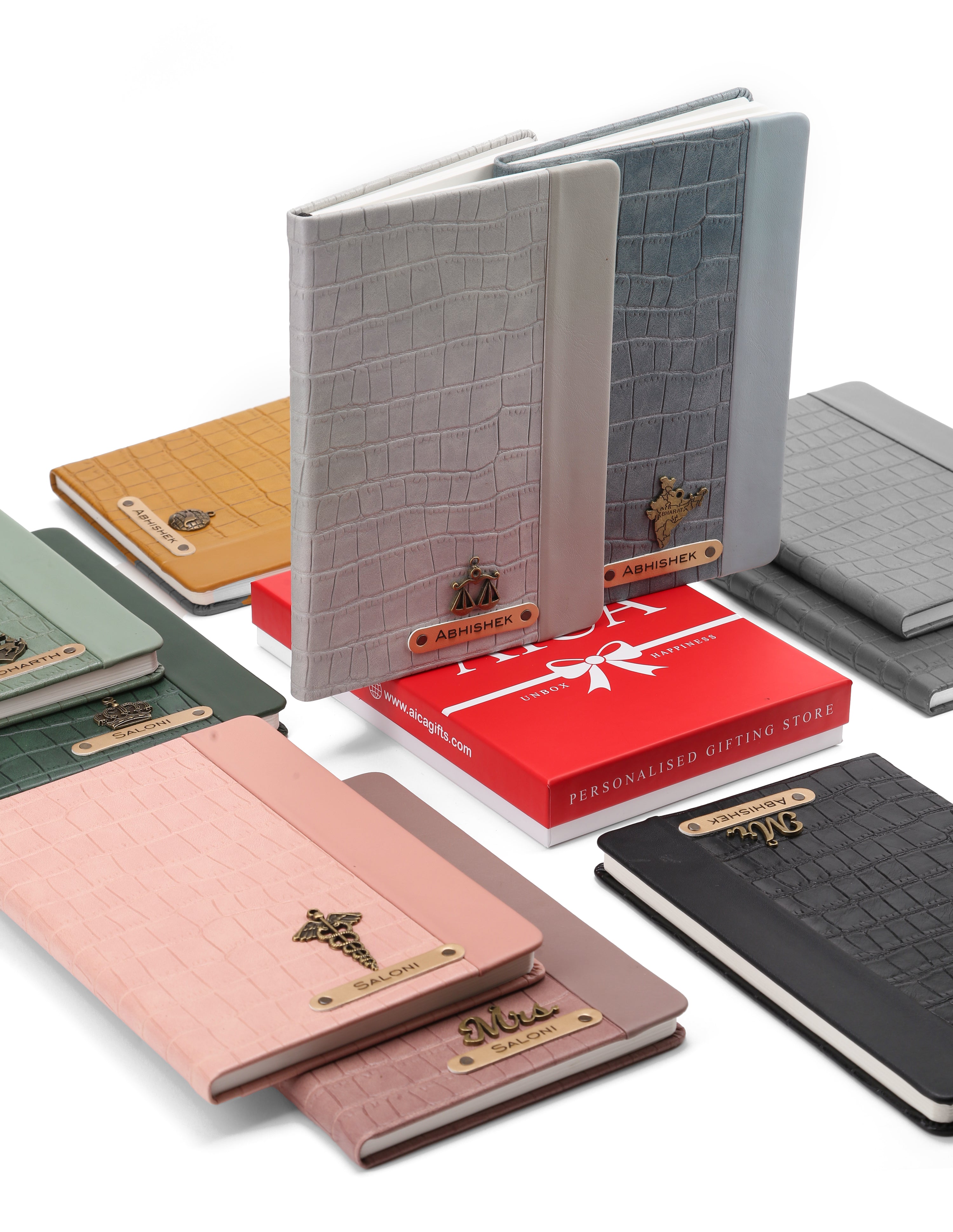 Personalized Leather Notebook Diary -A5 Size, 180 Ruled Pages (Light Brown)