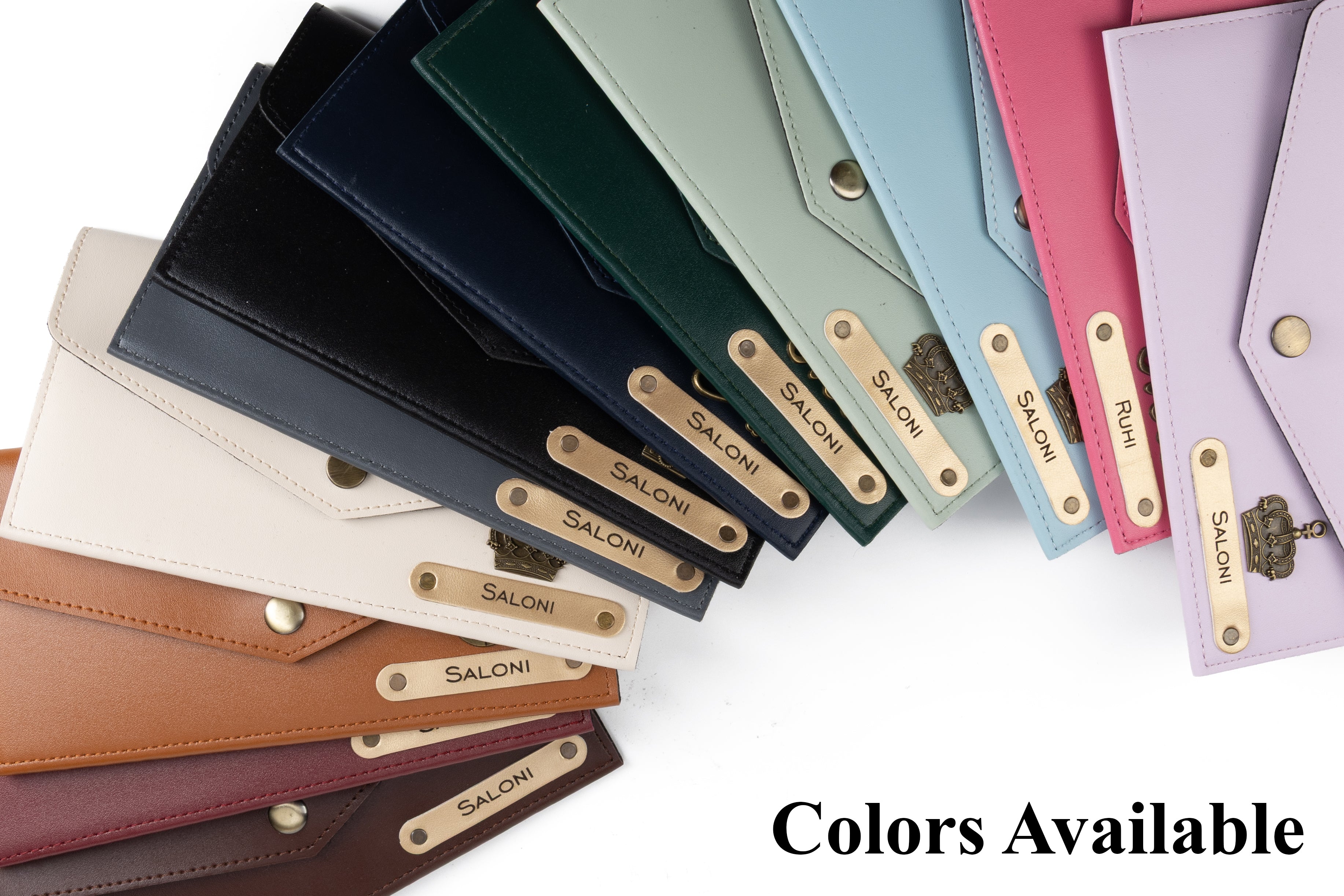 AICA Personalised Name & Charm Leather Wallet Gift for Women (Mint Green)